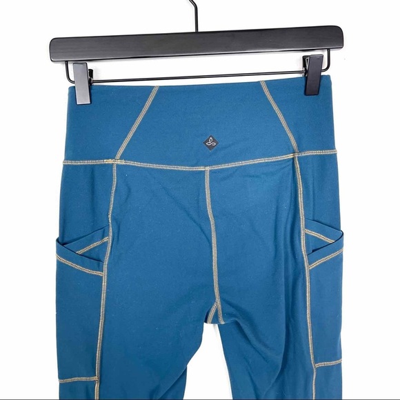 Prana Womens Pants Leggings Side Pockets Teal Small Yoga Athletic - Picture 5 of 5